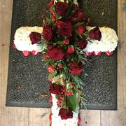Cross Dozen red roses